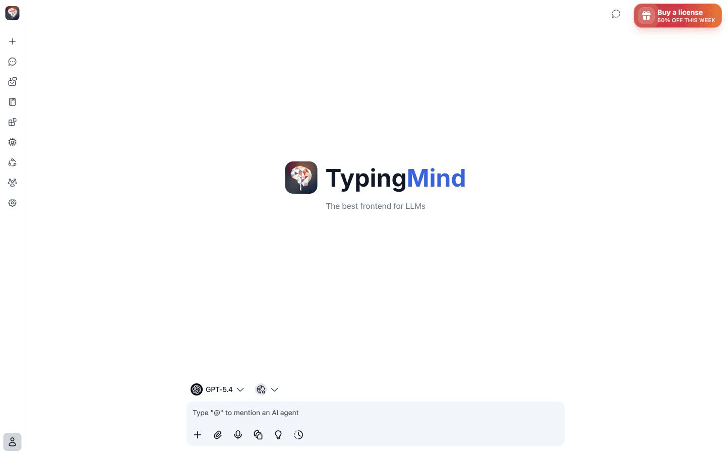 TypingMind 官方页面展示多模型 AI 聊天工作区和自带 API Key 的产品定位